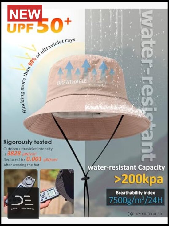 Water-Resistant Bucket Hat UPF 50+ Boonie Sun Hat Foldable Fishing Safari Hats main image 4